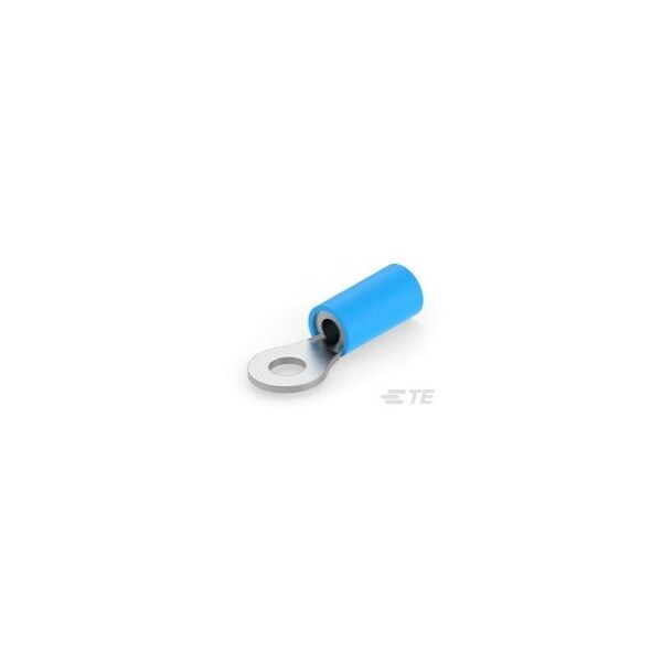 Te Connectivity Ring Terminal, #6 Stud Size, 14 AWG, 300 V, Nylon Insulated, Blue 8-326882-1 - main